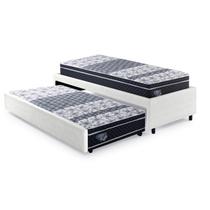 Bicama Box Solteirão 96x203 Cm material sintético com Dois Colchões Gran Sleep Molas Verticoil Ecoflex Branco/Preto - B&G