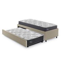 Bicama Box Solteirão 96x203cm material sintético com Dois Colchões Adapto Molas Ensacadas Ecoflex B&G