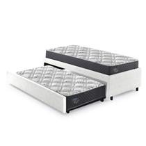 Bicama Box Solteirão 96x203cm material sintético com Dois Colchões Adapto Molas Ensacadas Ecoflex B&G