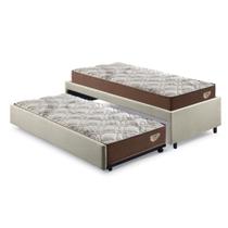 Bicama Box Solteiro 103x208 Linho Bege com 2 Colchões Relax Adorabile Molas Ensacadas Ecoflex