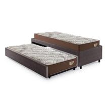 Bicama Box Solteiro 126x208 material sintético Linho Marrom com 2 Colchões Relax Adorabile Molas Ensacadas Ecoflex