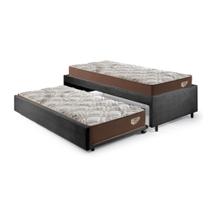 Bicama Box Solteiro 126x208 Suede Preto com 2 Colchões Relax Adorabile Molas Ensacadas Ecoflex