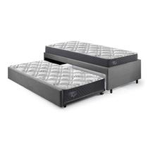 Bicama Box Solteiro 88x188 Suede com Dois Colchões Adapto Molas Ensacadas Ecoflex B&G