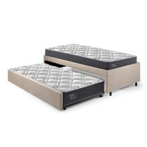 Bicama Box Solteiro 88x188 Suede com Dois Colchões Adapto Molas Ensacadas Ecoflex B&G