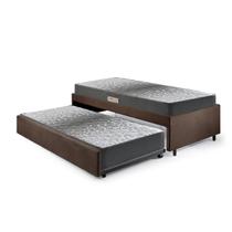 Bicama Box Solteiro 88x188 Suede Marrom com Dois Colchões de Espuma Dual Firm Ecoflex