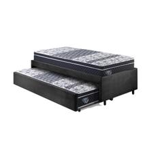 Bicama Box Solteiro 88x188 Suede Preto com Dois Colchões Gransleep Molas Verticoil Ecoflex