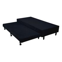 Bicama Box Solteiro Americano Mega Suede Preto com Auxiliar em Espuma - 096x203