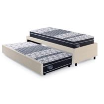 Bicama Box Solteiro Areia 88x188 com Dois Colchões GranSleep Verticoil Ecoflex