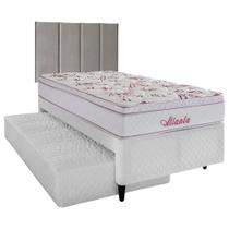 Bicama Box Solteiro com Cabeceira Modulada e Cama Auxiliar Herval Atlanta, 52x88x188 cm