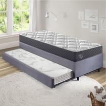 Bicama Box Solteiro com Colchão Adapto Ecoflex Molas Ensacadas Suede 88x188cm B&G Bicama Box Solteiro com Colchão Adapto Ecoflex Molas Ensacadas Suede 88x188cm B&G