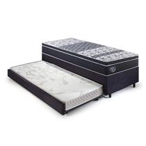 Bicama Box Solteiro com Colchão Gran Sleep Ecoflex Molas Verticoil Suede 88x188cm Preto