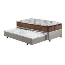 Bicama Box Solteiro Ecoflex 88x188x64cm com Cama Auxiliar + Colchão Comfy Molas Ensacadas