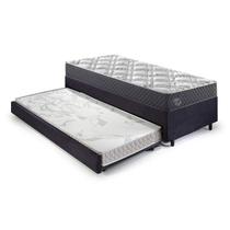 Bicama Box Solteiro King com Colchão Adapto Ecoflex Molas Ensacadas Suede 96x203cm Preto Bicama Box Solteiro King com Colchão Adapto Ecoflex Molas Ensacadas Suede 96x203cm Preto