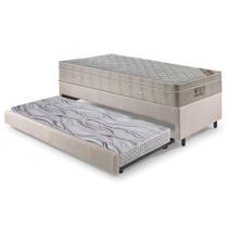 Bicama Box Solteiro Linho Bege 88x188x28 cm com Colchão Airtech Ortobom Molas Ensacadas e Colchão Auxiliar Ecoflex Bicama Box Solteiro Linho Bege 88x188x28 cm com Colchão Airtech Ortobom Molas Ensacadas e Colchão Auxiliar Ecoflex