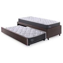 Bicama Box Solteiro Marrom 88x188 com Dois Colchões Adapto Molas Ensacadas Ecoflex Bicama Box Solteiro Marrom 88x188 com Dois Colchões Adapto Molas Ensacadas Ecoflex