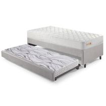 Bicama Box Solteiro material sintético Linho Cinza 88x188x28 cm com Colchão Ecoline D33 Espuma e Colchão Auxiliar Ecoflex Bicama Box Solteiro material sintético Linho Cinza 88x188x28 cm com Colchão Ecoline D33 Espuma e Colchão Auxiliar Ecoflex