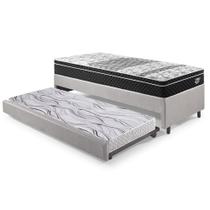 Bicama Box Solteiro material sintético Linho Cinza 88x188x28 cm com Colchão Gransleep Molas Verticoil e Colchão Auxiliar Ecoflex Bicama Box Solteiro material sintético Linho Cinza 88x188x28 cm com Colchão Gransleep Molas Verticoil e Colchão Auxiliar Ecoflex