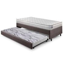 Bicama Box Solteiro material sintético Linho Marrom 96x203x28 cm com Colchão Hanover Inducol Molas Ensacadas e Colchão Auxiliar Ecoflex Bicama Box Solteiro material sintético Linho Marrom 96x203x28 cm com Colchão Hanover Inducol Molas Ensacadas e Colchão Auxiliar Ecoflex
