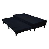 Bicama Box Solteiro Mega Suede Preto com Auxiliar em Espuma - 088x188
