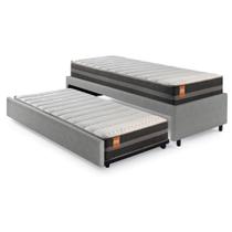 Bicama Box Solteiro Revestimento em Tecido Sintético Linho Cinza 88x188 com Colchão Bogotá Molas Ultralastic Inducol Bicama Box Solteiro Revestimento em Tecido Sintético Linho Cinza 88x188 com Colchão Bogotá Molas Ultralastic Inducol