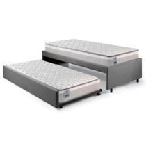 Bicama Box Solteiro Suede Cinza 88x188 com Colchão Hanover Molas Ensacadas Inducol Bicama Box Solteiro Suede Cinza 88x188 com Colchão Hanover Molas Ensacadas Inducol