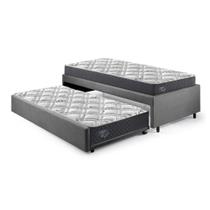Bicama Box Viúva 126x208 Suede Cinza com Dois Colchões Adapto Molas Ensacadas Ecoflex