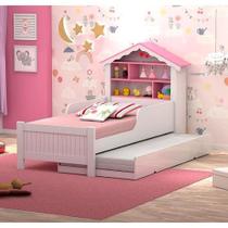Bicama Casa Solteiro Princesa Branco/Rosa