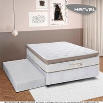 Bicama Casal com Cama Auxiliar Herval Pallace Bambu, Molas Ensacadas, 64x138x188 cm