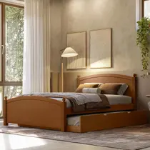 Bicama casal de madeira maciça com cama auxiliar Woodstore