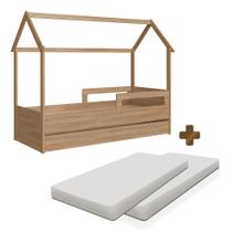 Bicama Casinha Montessoriana Com 2 Colchões Solteiro Aveiro Oak Sorriso Shop JM