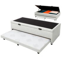 Bicama com Baú Solteiro Viena Nature Branco 88x188