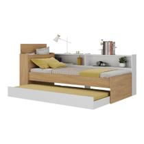 Bicama De Solteiro Com Colchão Incluso Baú Embutido e Prateleira Multimóveis Mp4259 Rustic Branco Bicama De Solteiro Com Colchão Incluso Baú Embutido e Prateleira Multimóveis Mp4259 Rustic Branco