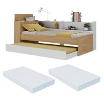 Bicama de Solteiro com Colchão Incluso Baú Embutido e Prateleira Multimóveis MP4259