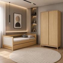 Bicama e Guarda Roupa 2 Portas MDF 18mm Linha Soley Carvalho Malva