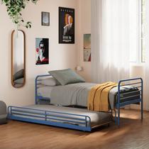 Bicama em Ferro Aço Carbono Tubular Teko Casatema MadeiraOriginals Azul/Álamo