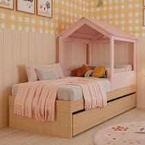 Bicama Infantil 2 em 1 com Telhadinho de Casinha Rosa Linha Play Quater