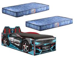 Bicama Infantil Carro Tornado Fun Preto Azul Pura Magia Com Colchão