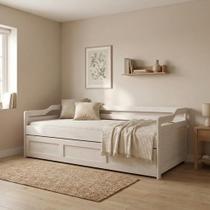 Bicama Infantil com Cama Auxiliar e Rodízio Madeira Maciça Londrina Branco Lavado Bicama Infantil com Cama Auxiliar e Rodízio Madeira Maciça Londrina Branco Lavado