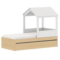 Bicama Infantil com Casinha Play Branco com Carvalho Malva
