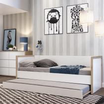 Bicama Infantil com Encosto Wood Divicar Móveis Branco/Carvalho Treviso