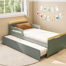 Bicama Infantil com Led e Grades de Proteção Petit Casatema Madeiraoriginals Verde/Mel Bicama Infantil com Led e Grades de Proteção Petit Casatema Madeiraoriginals Verde/Mel