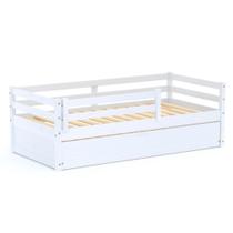 Bicama Infantil Eco com Grade de Proteção Madeira Maciça Branco Mobilistore Bicama Infantil Eco com Grade de Proteção Madeira Maciça Branco Mobilistore