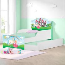 Bicama Infantil Princesa Encantada MDF Adesivada com Cama Auxiliar