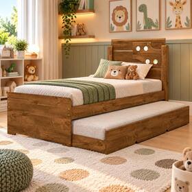 Bicama Infantil Solteiro Luiza Com Cama Auxiliar COR:Malbec - VitaMov