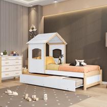 Bicama Infantil Solteiro Madeira Maciça/mdf com Telhado Casinha Casatema MadeiraOriginals