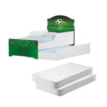 Bicama Infantil TICK Copa Futebol Adesivada MDF Cama Auxiliar + Colchões
