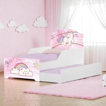 Bicama Infantil Tick Unicórnio Rosa com Colchões