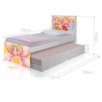 Bicama Juvenil Adesivada Fadinhas Coloridas com Colchões Bicama Juvenil Adesivada Fadinhas Coloridas com Colchões