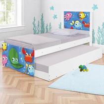 Bicama Juvenil com Cabeceira Adesivada Fundo do Mar Peixinhos