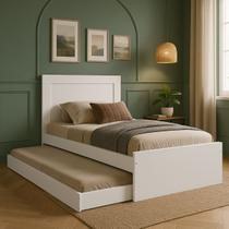 Bicama Luara em MDF Branco Resistente c/ Suporte Anti-Ruído